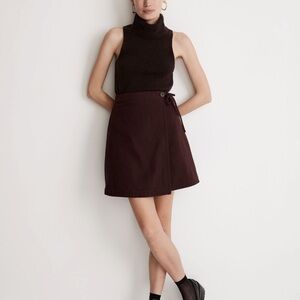 NEW: Madewell Moleskin Side-Tie Mini Skirt in Chocolate Raisin